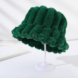 Green Faux Fur Bucket Hat